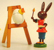 Bunny Artist with Chick Figurine