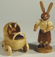 Mueller Mama Rabbit with Buggy Figurine